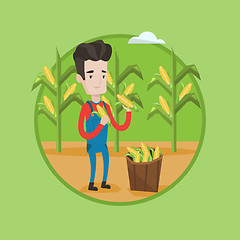 Image showing Farmer collecting corn vector illustration.