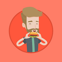 Image showing Man eating hamburger vector illustration.