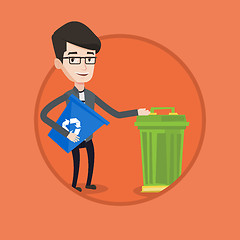 Image showing Man with recycle bin and trash can.