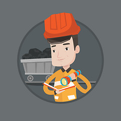 Image showing Miner checking documents vector illustration.