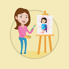 Image showing Creative female artist painting portrait.