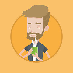 Image showing Man enjoying cup of hot coffee vector illustration