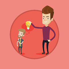 Image showing Businessman giving idea bulb to his partner.