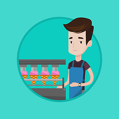 Image showing Worker of factory producing ice-cream.