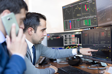 Image showing Stock brokers looking at computer screens, trading online.