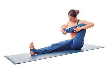 Image showing Woman doing yoga - baby rocking exercise