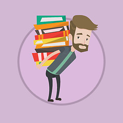 Image showing Student with pile of books vector illustration.