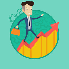 Image showing Man running on growth graph vector illustration.