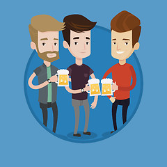 Image showing Group of friends enjoying beer at pub.