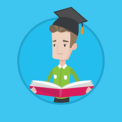 Image showing Graduate with book in hands vector illustration.