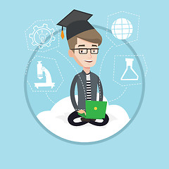 Image showing Graduate sitting on cloud vector illustration.