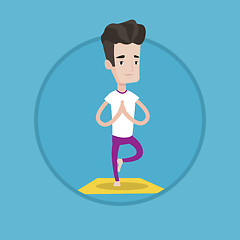Image showing Man practicing yoga tree pose vector illustration.