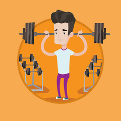 Image showing Man lifting barbell vector illustration.