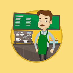 Image showing Barista standing near coffee machine.