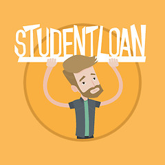 Image showing Young man holding sign of student loan.