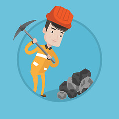 Image showing Miner working with pickaxe vector illustration.