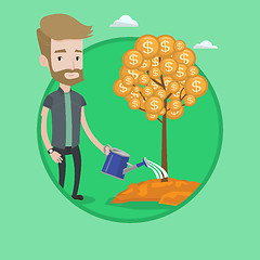 Image showing Man watering financial tree vector illustration.