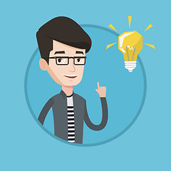 Image showing Student pointing at light bulb vector illustration