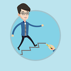 Image showing Businessman running upstairs vector illustration.