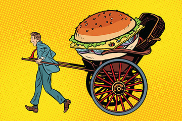 Image showing Food delivery, rickshaw and cart