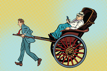 Image showing Businessman rickshaw carries a wealthy client