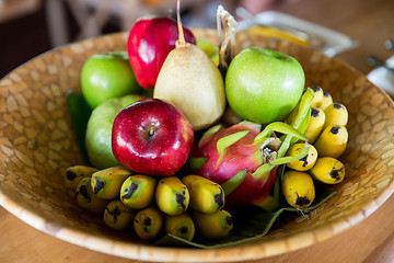 Image showing still life with exotic tropical fruits in bowl