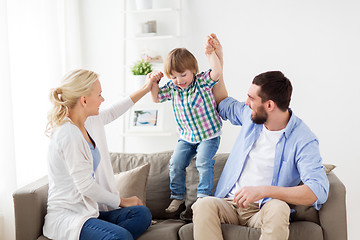 Image showing happy family having fun at home