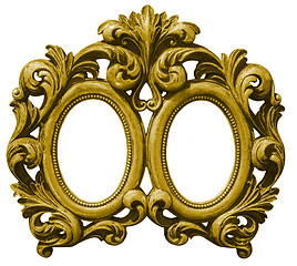 Image showing Old double gilded wooden Frame Isolated with Clipping Path on wh
