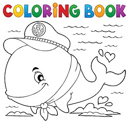 Image showing Coloring book sailor whale theme 1