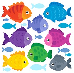 Image showing Stylized fishes theme set 1