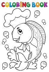 Image showing Coloring book with fish chef