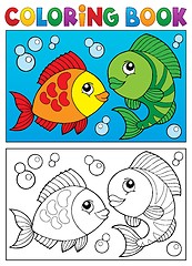 Image showing Coloring book with fish theme 5