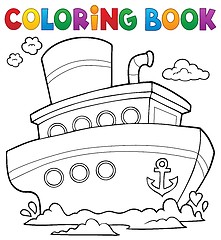 Image showing Coloring book nautical ship 1