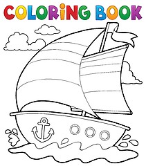 Image showing Coloring book nautical boat 1