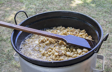 Image showing Pork greaves cooked in a large bowl