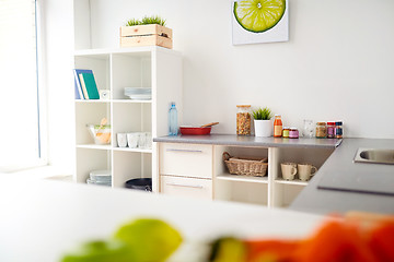 Image showing modern home kitchen interior with food on table