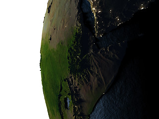 Image showing Sunset over Ethiopia from space