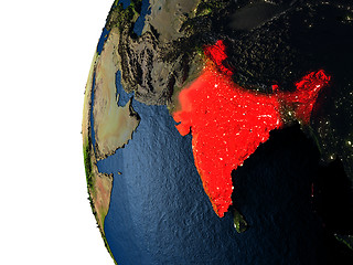 Image showing Sunset over India from space