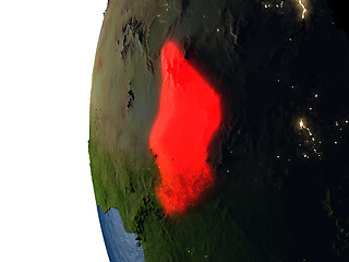 Image showing Sunset over Chad from space