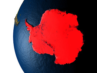 Image showing Sunset over Antarctica from space