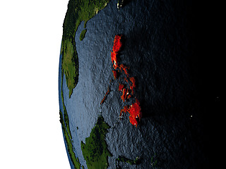 Image showing Sunset over Philippines from space