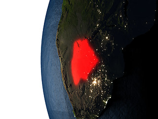 Image showing Sunset over Botswana from space