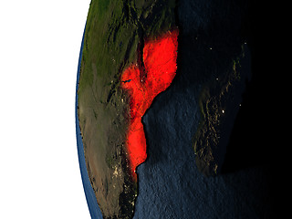 Image showing Sunset over Mozambique from space