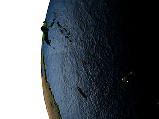 Image showing Sunset over Vanuatu from space