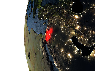 Image showing Sunset over Jordan from space