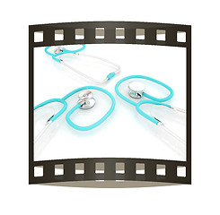 Image showing stethoscope. 3d illustration. The film strip