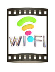 Image showing color wifi icon. 3d illustration. The film strip