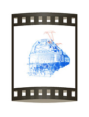 Image showing train.3D illustration. The film strip