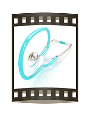 Image showing stethoscope. 3d illustration. The film strip