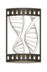 Image showing DNA structure model. 3d illustration. The film strip